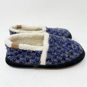 ACORN KIDS Unisex Blue Check L’IL JAM MOC Kids Moccasin Slippers Fleece Size 1-2